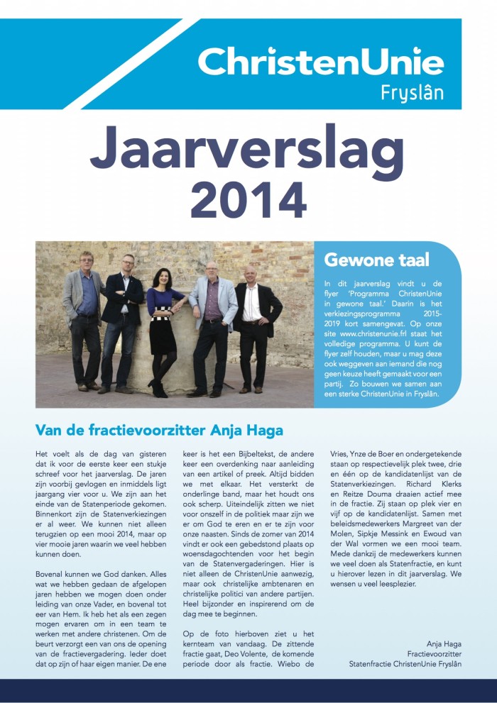 2014 Jaarverslag voorkant